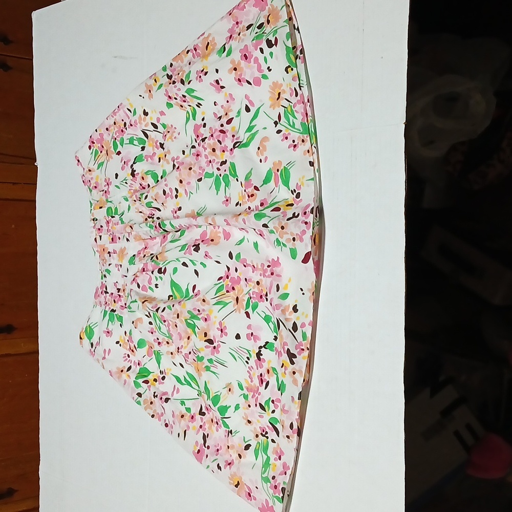 Talbots Petites White Floral Pleated A-Line Skirt Sz 10 Spring Pastel Easter